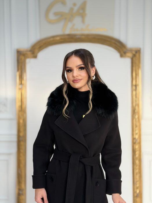 Palton cu Blana Naturala Adenella Black [4]