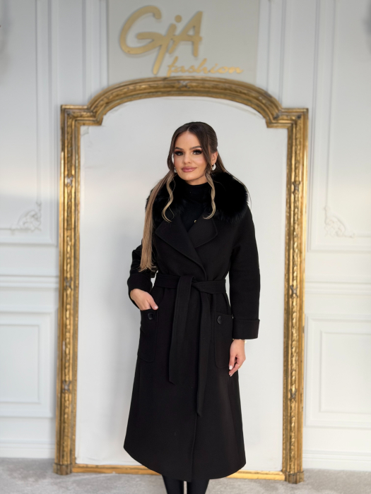 Palton cu Blana Naturala Adenella Black [5]