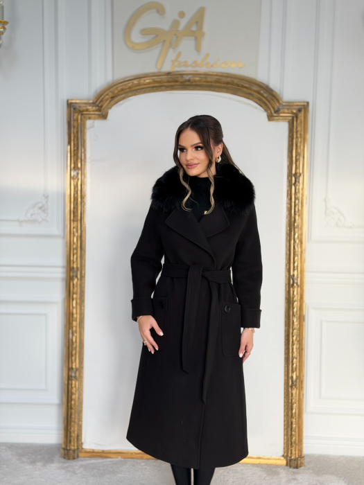 Palton cu Blana Naturala Adenella Black [7]