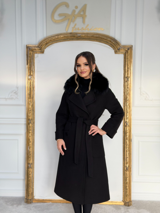 Palton cu Blana Naturala Adenella Black [3]