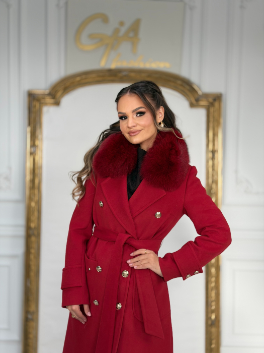 Palton cu Blana Naturala Avela Red [5]