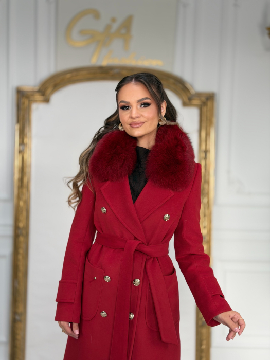 Palton cu Blana Naturala Avela Red [2]