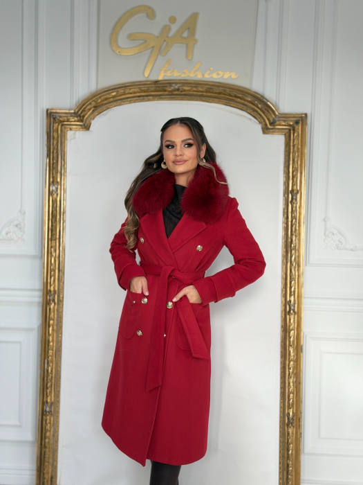 Palton cu Blana Naturala Avela Red [6]