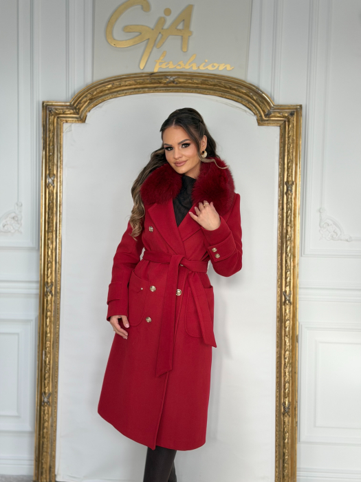 Palton cu Blana Naturala Avela Red [3]