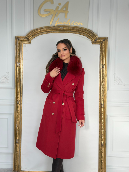 Palton cu Blana Naturala Avela Red [7]