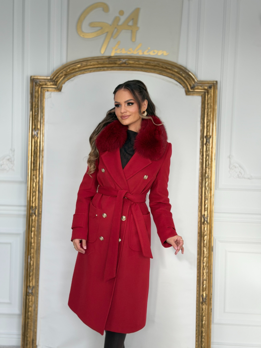 Palton cu Blana Naturala Avela Red [1]