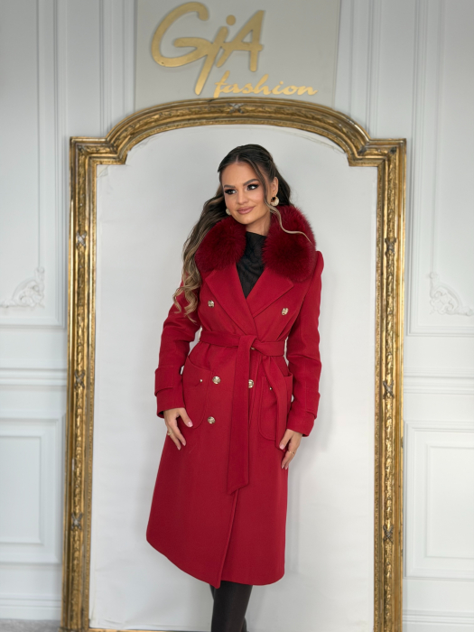 Palton cu Blana Naturala Avela Red [8]