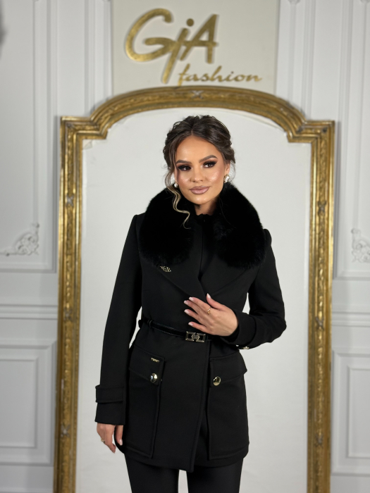 Palton cu Blana Naturala Evellia [3]