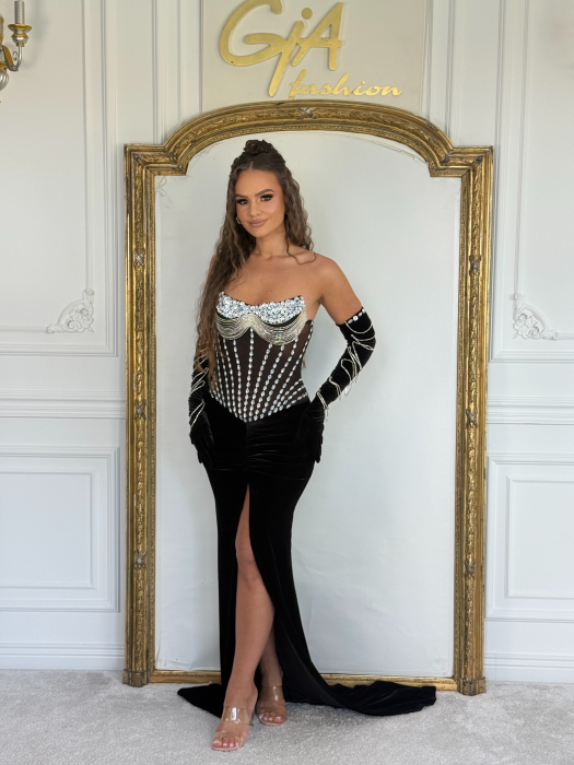 Rochie Adissa Catifea Black [5]