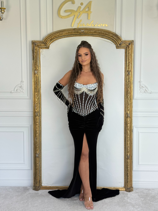 Rochie Adissa Catifea Black [3]
