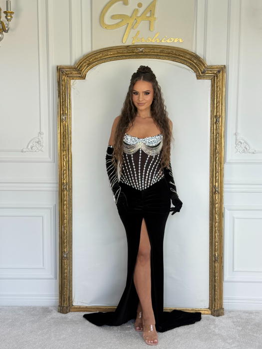 Rochie Adissa Catifea Black [4]