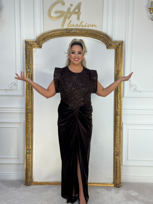 Rochie Catifea Dazellea Brown [9]