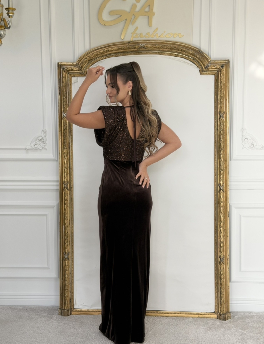Rochie Catifea Dazellea Brown [8]