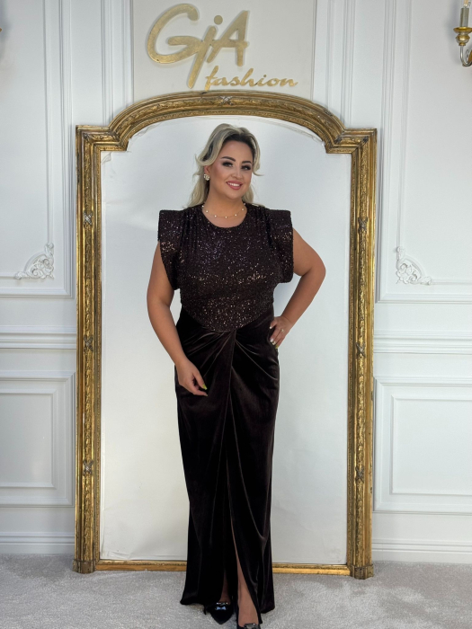Rochie Catifea Dazellea Brown [11]