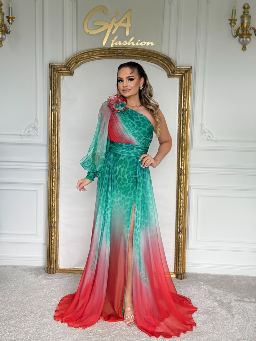 Rochie Celannia GREEN RED [5]
