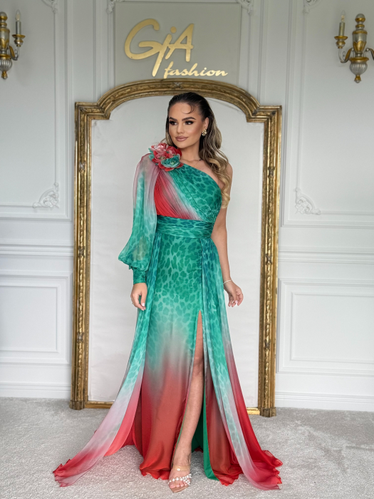 Rochie Celannia GREEN RED [7]