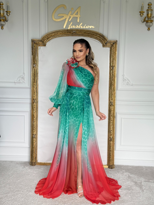 Rochie Celannia GREEN RED [4]