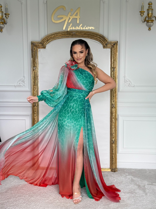 Rochie Celannia GREEN RED [3]