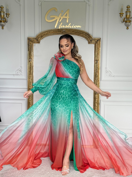 Rochie Celannia GREEN RED [6]