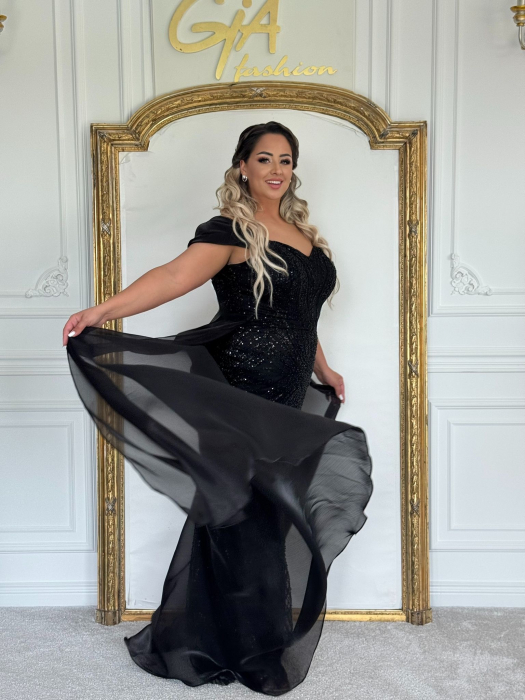Rochie cu Trena Detasabila Corissa BLACK [4]