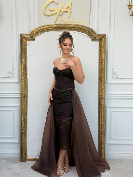 Rochie cu Trena Detasabila Nella Brown [5]