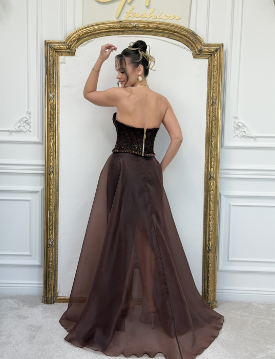 Rochie cu Trena Detasabila Nella Brown [10]