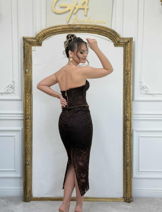 Rochie cu Trena Detasabila Nella Brown [8]