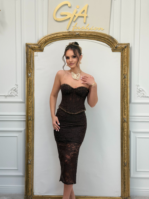 Rochie cu Trena Detasabila Nella Brown [2]