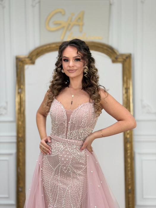 Rochie cu Trena Detasabila Zevia Pink [4]