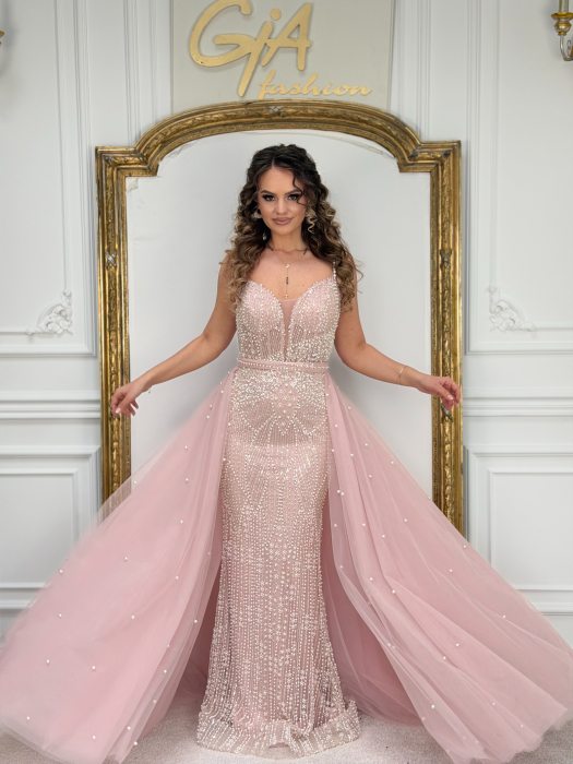 Rochie cu Trena Detasabila Zevia Pink [5]