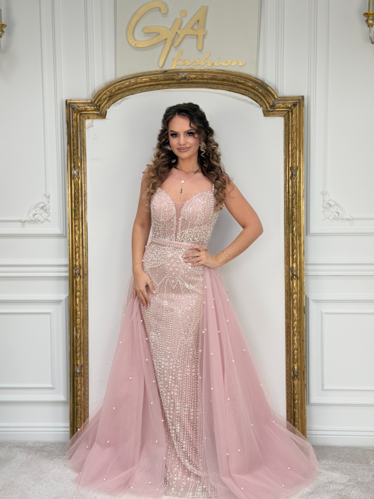 Rochie cu Trena Detasabila Zevia Pink [7]