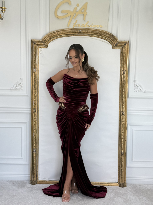 Rochie Diffana Bordo Catifea [7]