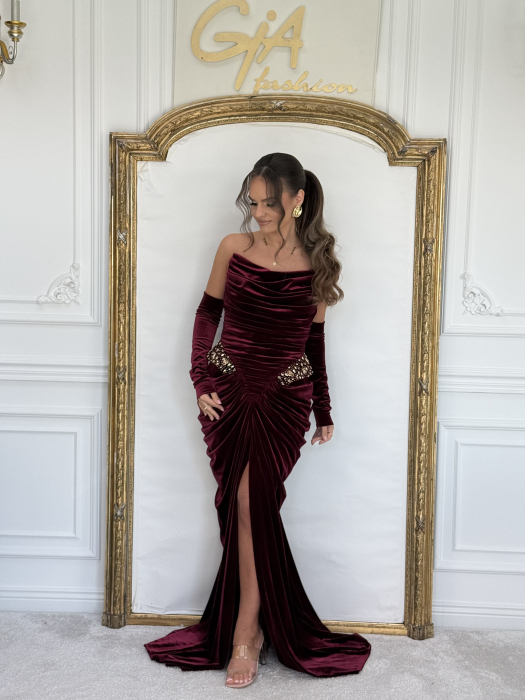Rochie Diffana Bordo Catifea [4]