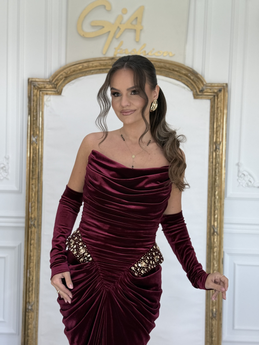 Rochie Diffana Bordo Catifea [2]