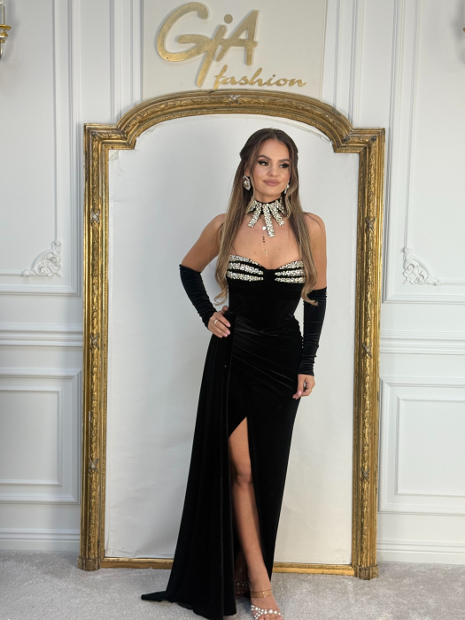 Rochie Kazellia Catifea Black [6]