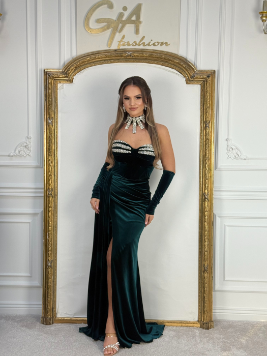 Rochie Kazellia Catifea Green [3]