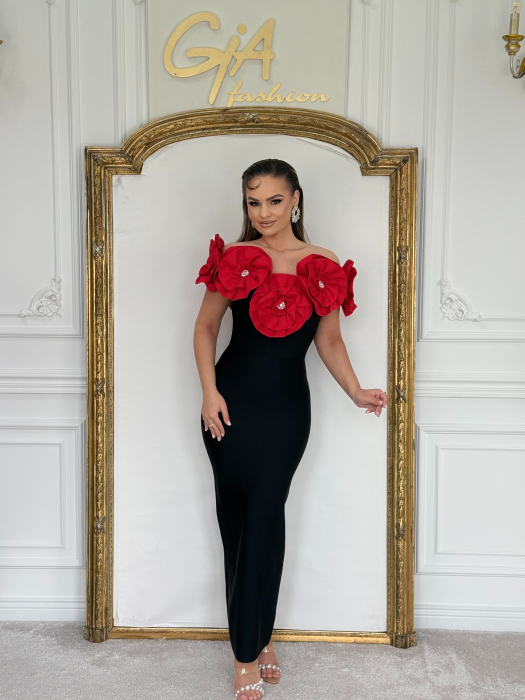 Rochie Messala BLACK AND RED [5]