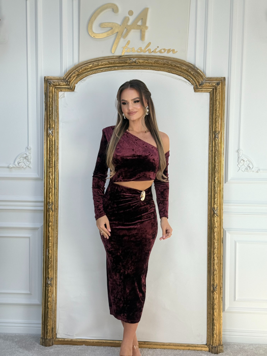 Rochie Rarella Catifea Bordo [4]