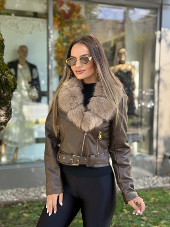 Geaca cu Blana Ecologica Zellea Brown [1]
