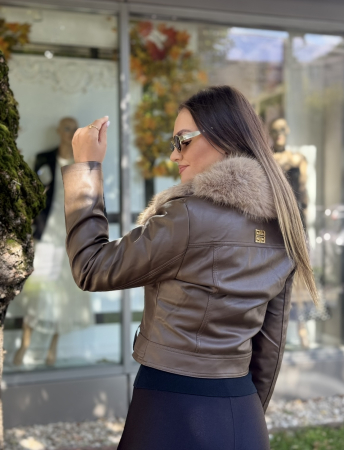 Geaca cu Blana Ecologica Zellea Brown [5]