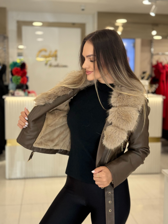 Geaca cu Blana Ecologica Zellea Brown [7]