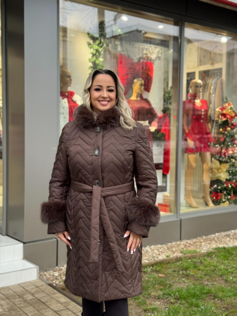 Geaca cu Blana Naturala Emira Brown [2]