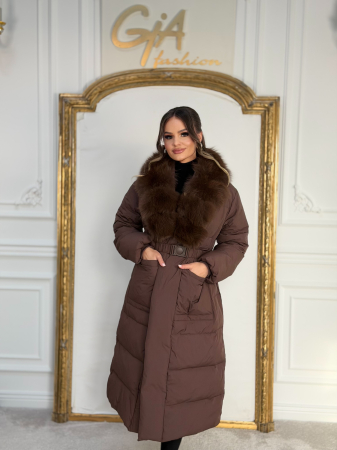 Geci - Geaca cu Blana Naturala Kamella Brown