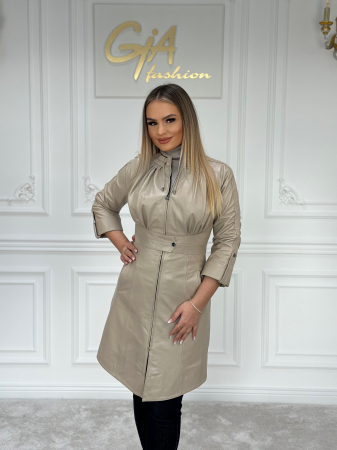 Geaca din piele Beige [2]