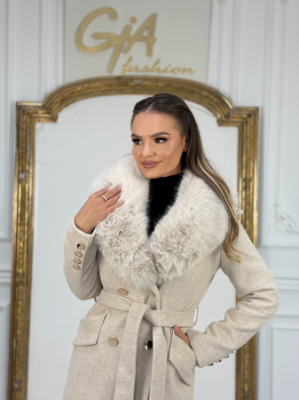 Palton cu Blana Ecologica Kerissa Beige [1]
