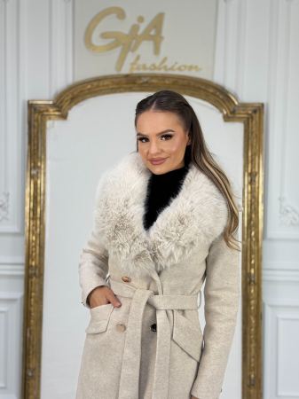 Palton cu Blana Ecologica Kerissa Beige [3]