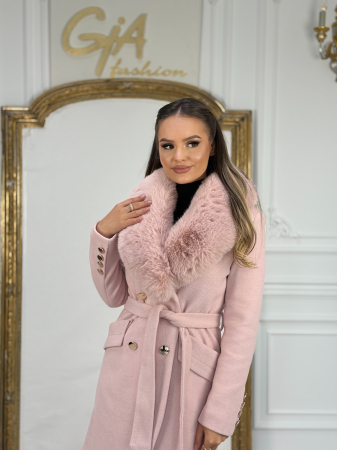 Palton cu Blana Ecologica Kerissa Pink [1]