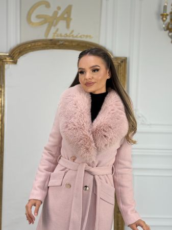 Palton cu Blana Ecologica Kerissa Pink [3]
