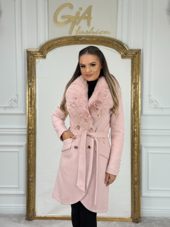 Palton cu Blana Ecologica Kerissa Pink [4]