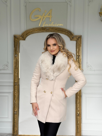 Palton cu Blana Ecologica Tiffasy Beige [1]